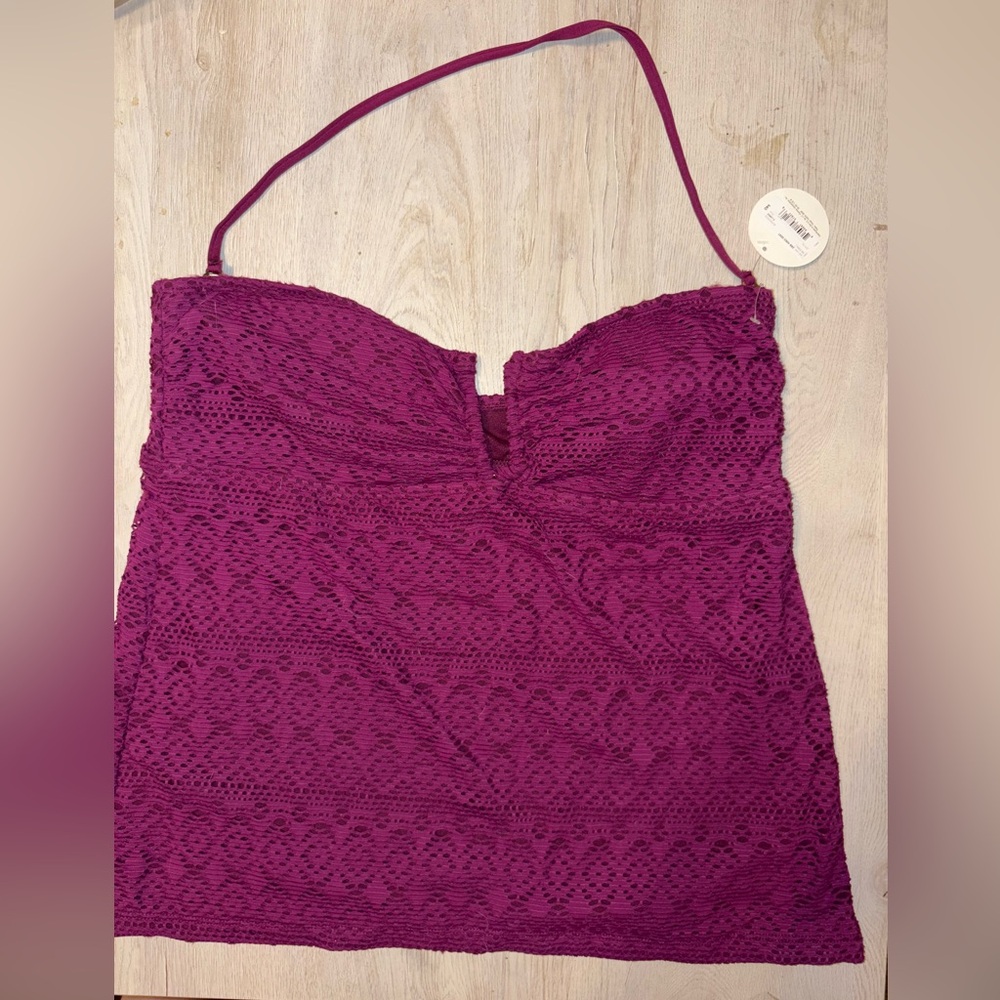 Brand New purple Bathing suit tankini top halter